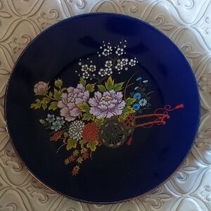 Artmark Floral Decorative Plate - Cobalt Blue